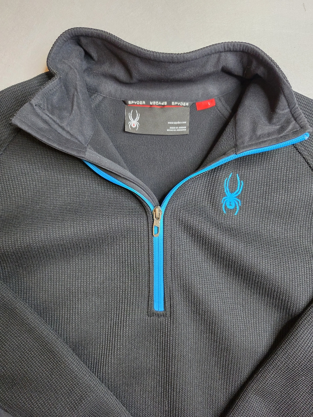 SPYDER Men's Outbound 1/2 Half Zip Midweight Core Sweater Black And Blue - Picture 1 of 8